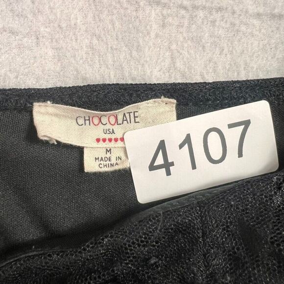 Chocolate USA Top Womens Medium Ruched Crop Sweetheart Neck Mesh Bell Sleeve - Picture 5 of 8